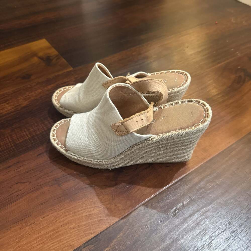 TOMS Monica Natural Oxford Espadrille Wedge Sandals
